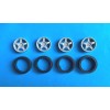 Wheels + tires – Enkei ( 5 spoke tarmac ) / 4 pcs for Lancer EVO III,IV,V,VI (Hasegawa) 1/24